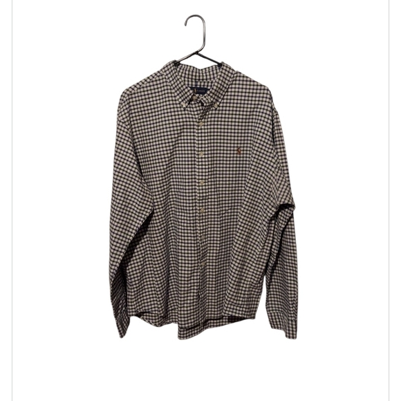 Ralph Lauren Shirt Mens XL Blue Plaid Oxford Button Down Long Sleeve Flesh Pony - Picture 2 of 9